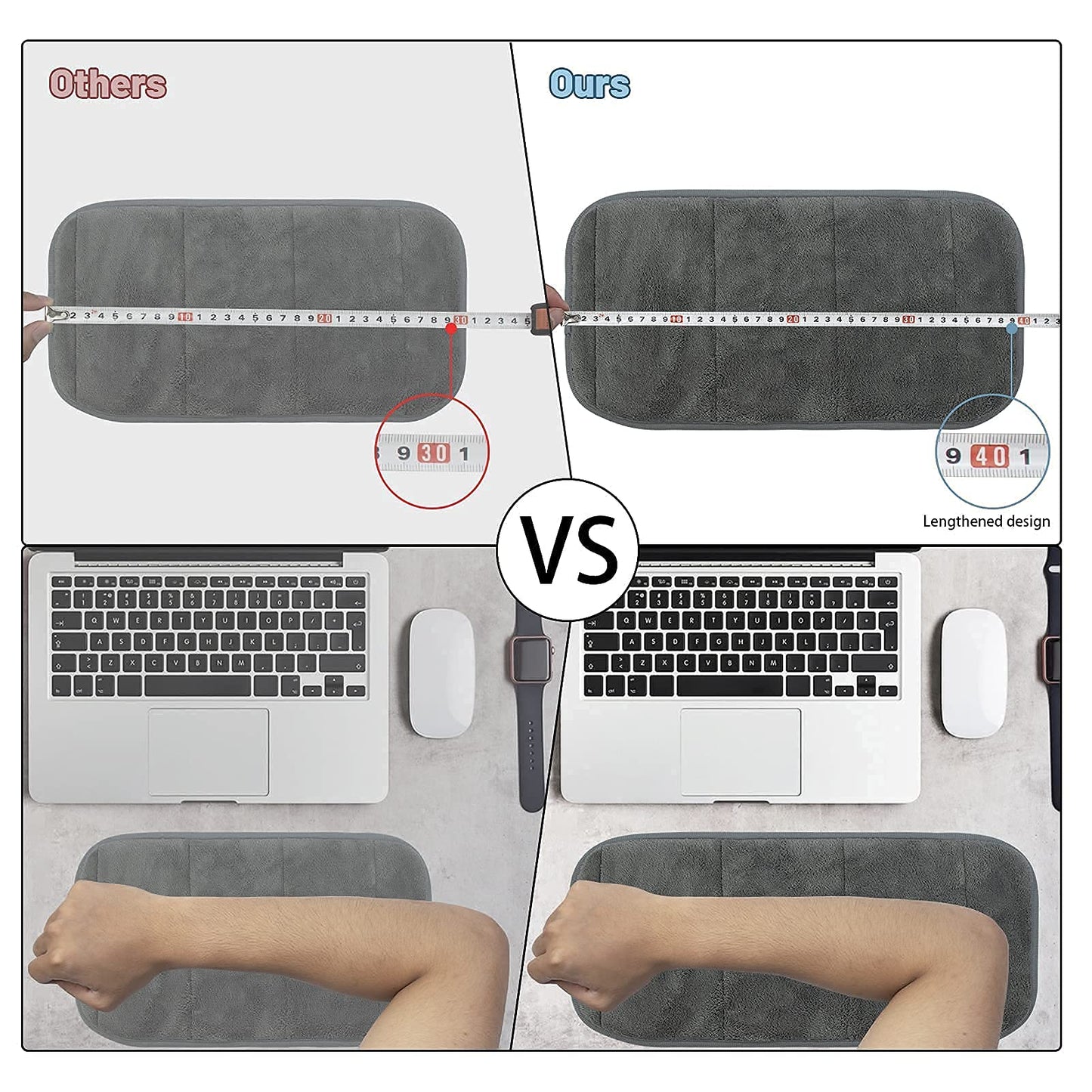 2 Sets Upgrade Computer Wrist Elbow Pad, DILIBRA Portable Memory Foam Arm Wrist Rest Pillow, Soft and Anti-Slip Wrist Support Mat for Keyboard Desktop Office Gaming - Alleviate Elbow Pain