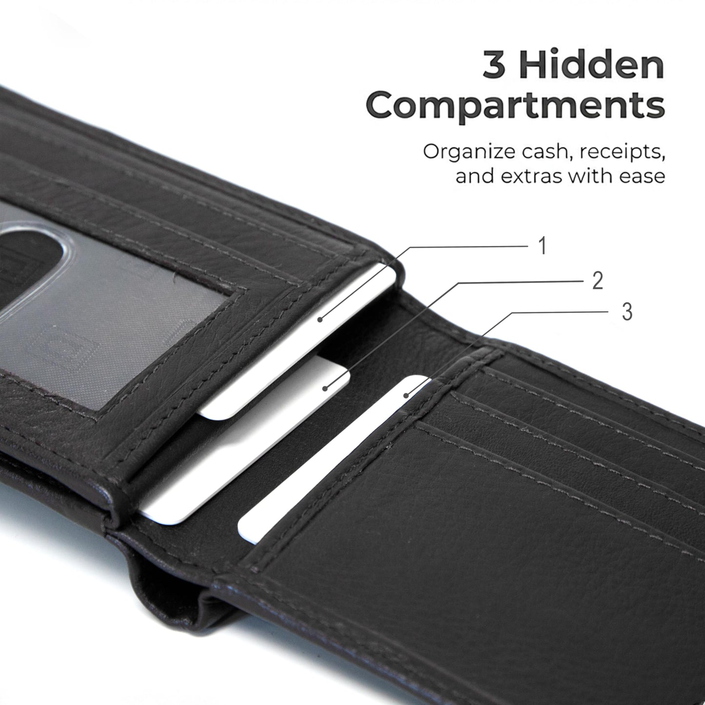 ID Stronghold Extra Capacity Bifold Wallet for Men - RFID Blocking Genuine Leather Wallet