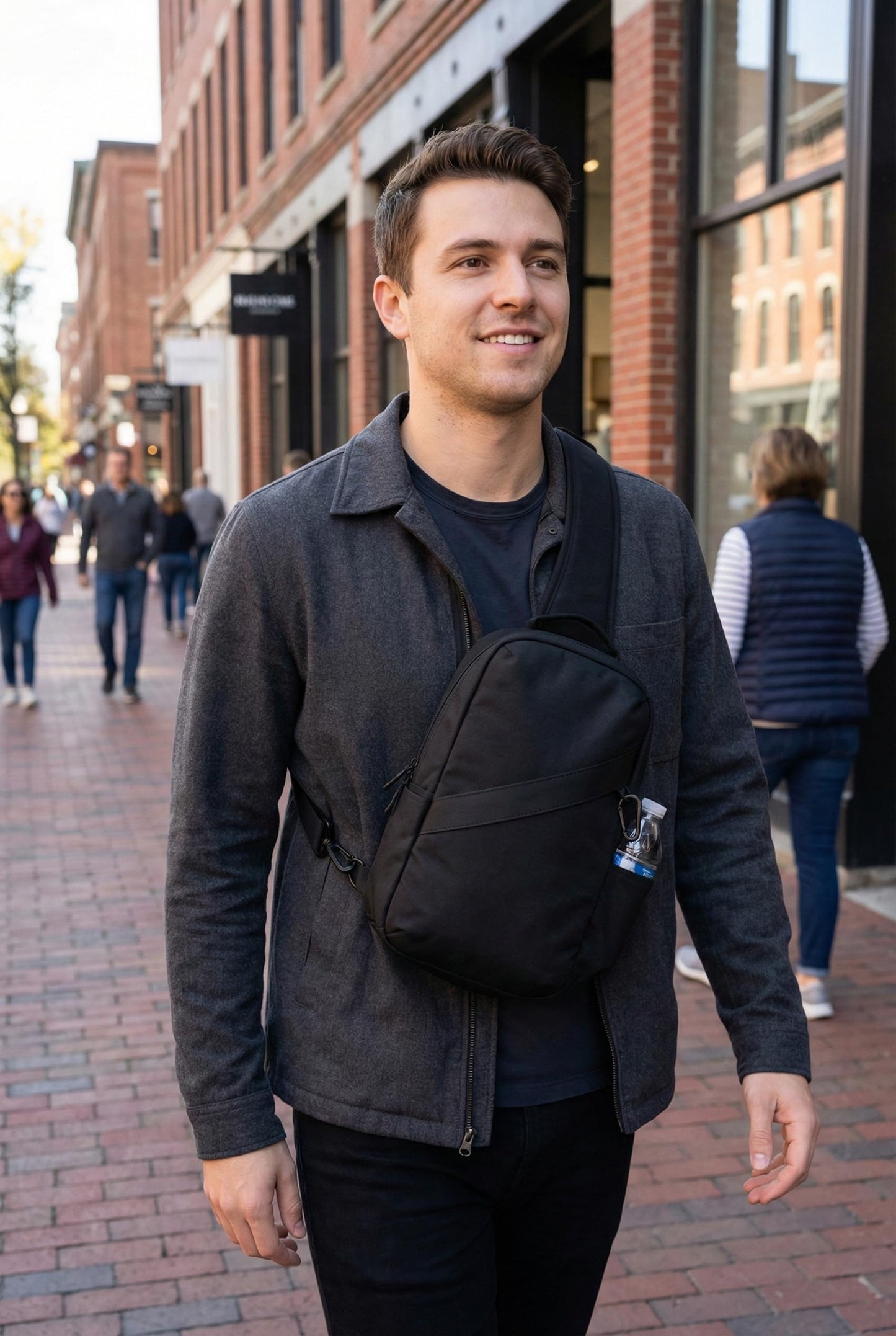 Anti-Theft Classic Crossbody Sling Bag, RFID-Blocking, Slash-Resistant with Locking Zippers for Travel & Everyday City Use - Grey