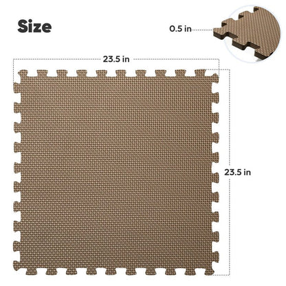 Home Gym Mat, Puzzle Exercise Mat, EVA Interlocking Foam Floor Tiles for Home Workout Equipment and Kids' Play Areas - Blue, 24 in x 24 in x ½ in - (Brown, 12 Pack (48 SQ FT))