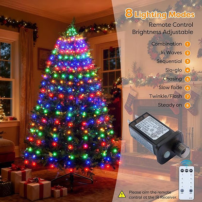 Christmas Tree Lights with Remote 400 LEDs Christmas Lights for Tree with 8 Lighting Modes, Timer and Memory Function, Indoor Outdoor String Lights for 6 ft-10 ft Xmas Tree Decorations(Multicolor)
