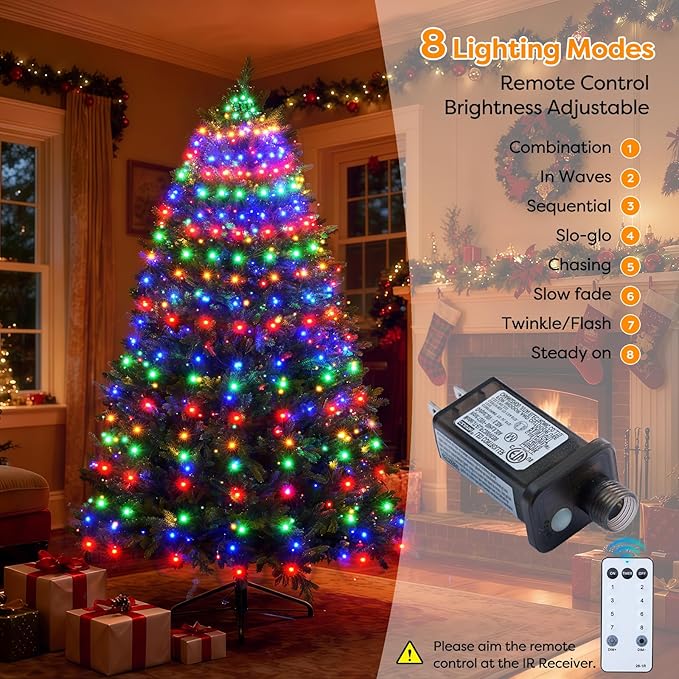 Christmas Tree Lights with Remote 280 LEDs Christmas Lights for Tree with 8 Lighting Modes, Timer and Memory Function, Indoor Outdoor String Lights for 4 ft-7 ft Xmas Tree Decorations(Multicolor)