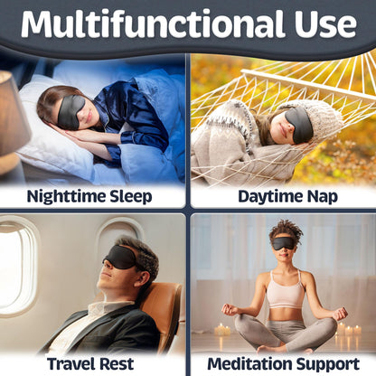 Sleep Mask - Navy Gray, 100% Bamboo Viscose - Eye Mask - Blackout Blindfold for Women & Men - Reusable Eye Cover for Travel - Comfortable, Lightweight & Contoured Sleeping Shades