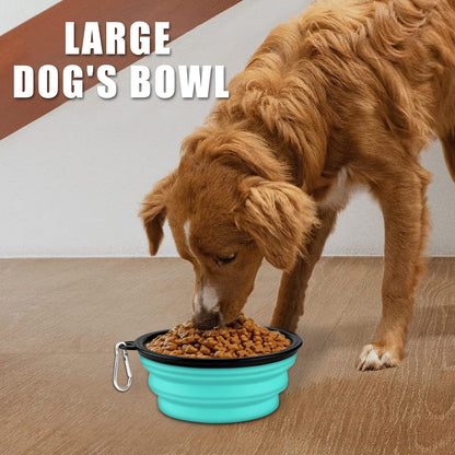 Collapsible Dog Bowls-2 Pack Large Size for Large/Medium Dogs, Pet Travel Water Bowl, Dogs Cat Portable Water Bowl, Dog Pet Feeding Watering Dish Outdoor Hiking Parking Traveling with 2 Carabiners