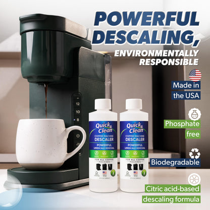 Quick & Clean 2-Pack Descaler (8 Total Uses) - Made in the USA - Descaling Solution for Keurig, Nespresso, Ninja, Delonghi, Coffee and Espresso Machines