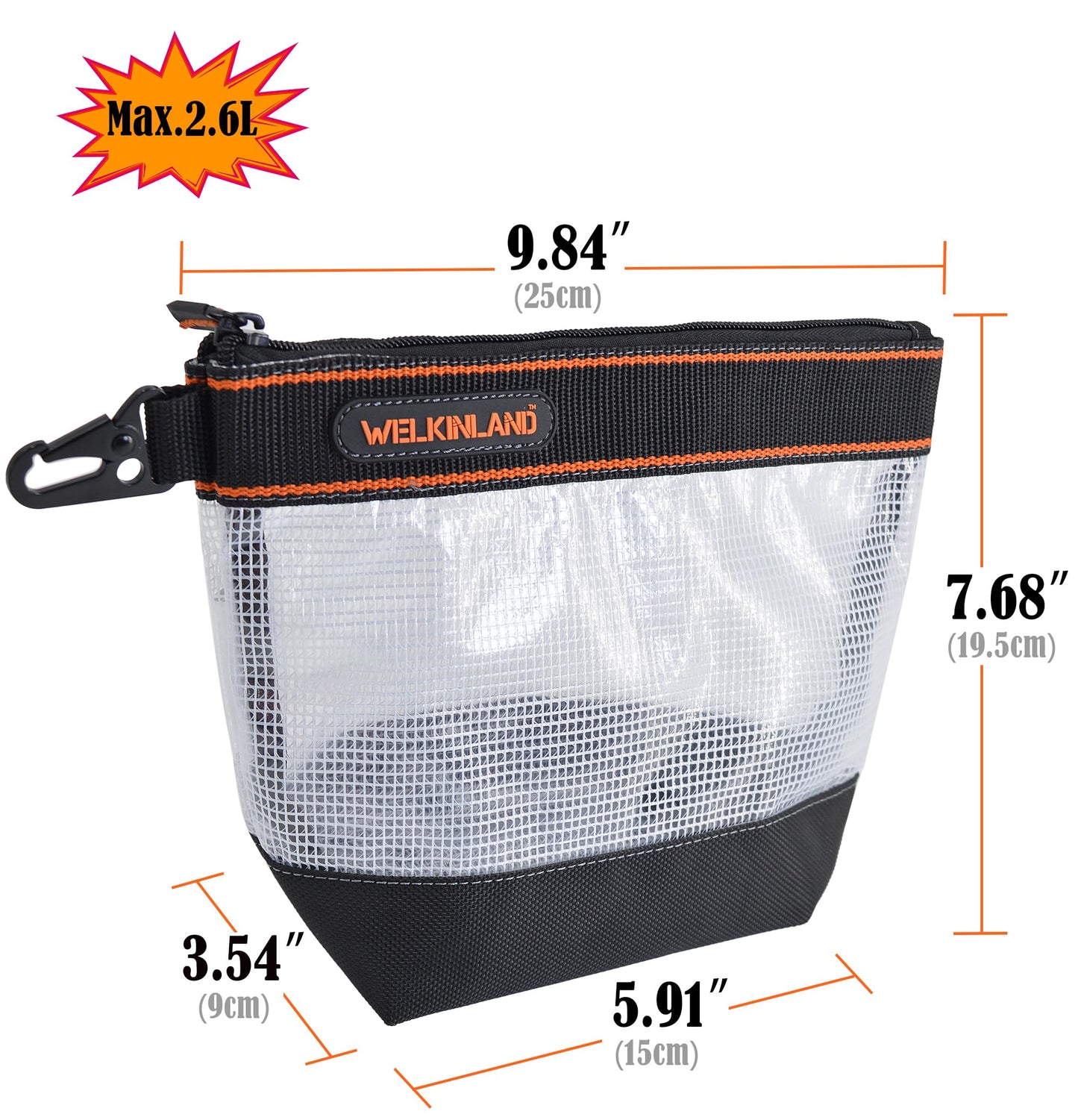 WELKINLAND 10-Inch Clear Tool Pouch Organizer - 4 Pcs Zipper Tool Bags