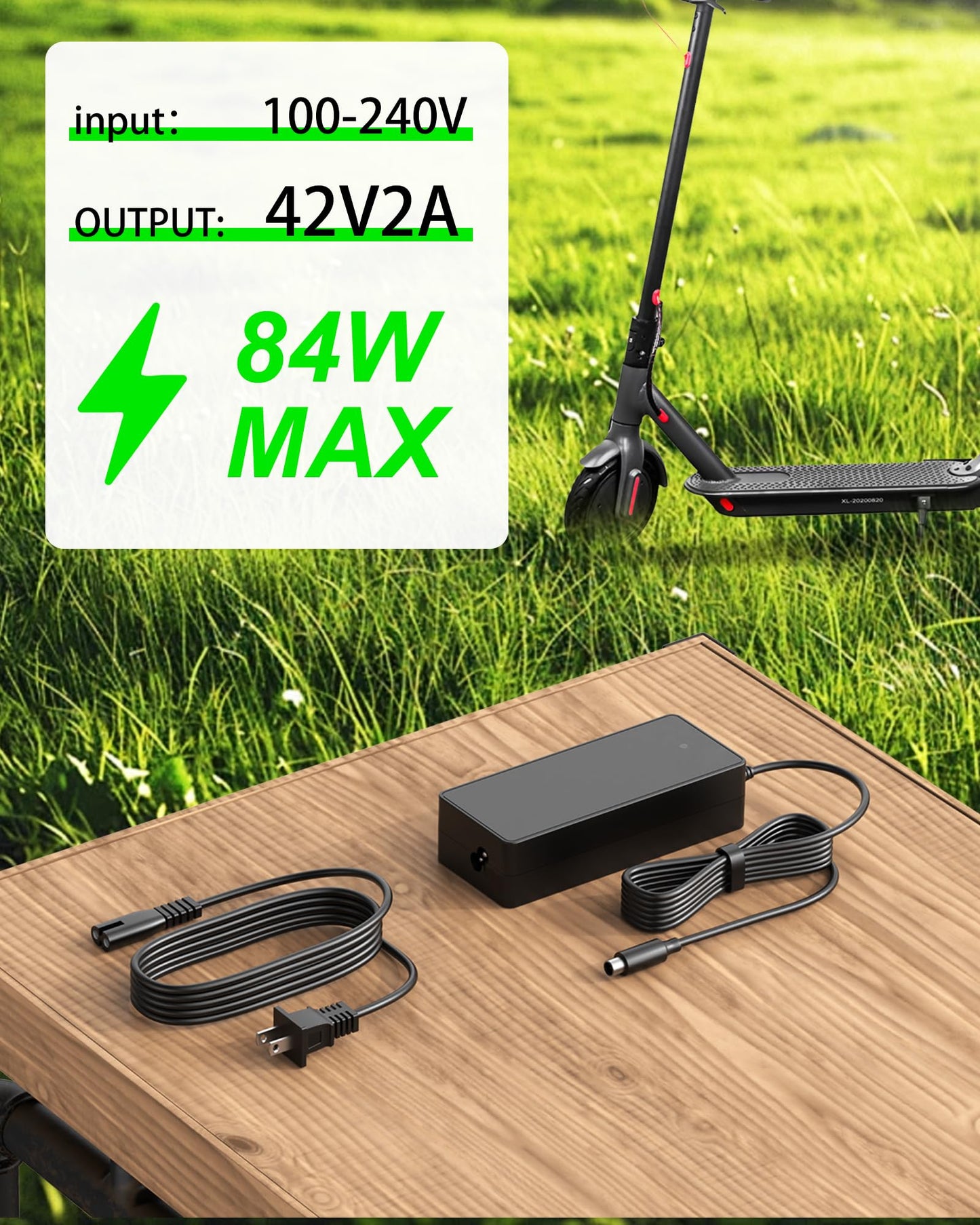 VHBW 42V Charger for VOLPAM Electric Scooter SP06 SP03 SPT7, 9.8ft Cable