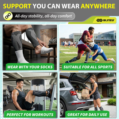 BLITZU Calf Compression Sleeves for Men and Women. Footless Compression Socks Support for Varicose Vein, Nursing, Running. Leg Sleeve Brace for Shin Splints, Pain Relief & Reduces Swelling Red S-M