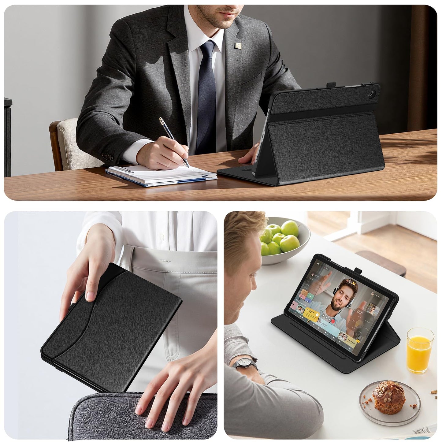 Fintie Case for Samsung Galaxy Tab A11+ Plus 11 Inch 2025/ A9+ Plus 2023, Multi-Angle Viewing Smart Stand Back Cover with Pocket Auto Wake/Sleep, Black