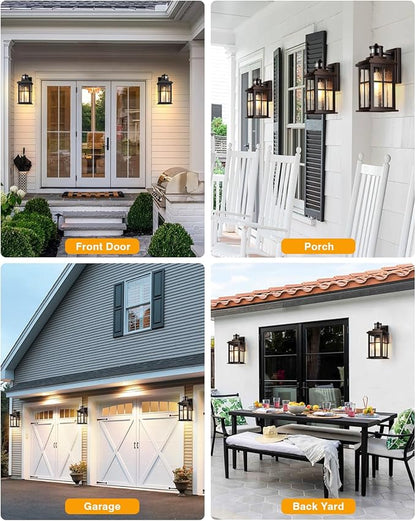 VIANIS Motion Sensor Exterior Lighting Fixtures for House, Oil Rubbed Bronze with Gold Trim Dusk to Dawn Outdoor Porch Light, Waterproof Outdoor Garage Lights Wall Mount, Outside Wall Sconce for Coach