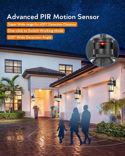 VIANIS Motion Sensor Outdoor Wall Lights, Dusk to Dawn Exterior Light Fixtures Wall Mount, Waterproof Modern Black Outside Front Porch Light, Anti-Rust Aluminum Outdoor Wall Sconce for House Garage