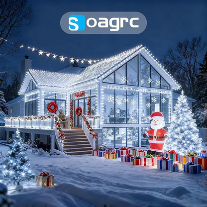 Outdoor Christmas Lights, 800LEDs 262FT Christmas Tree String Lights, IP67 Waterproof 8 Modes Cold White Holiday Lights with Remote for House Yard Xmas Decorations
