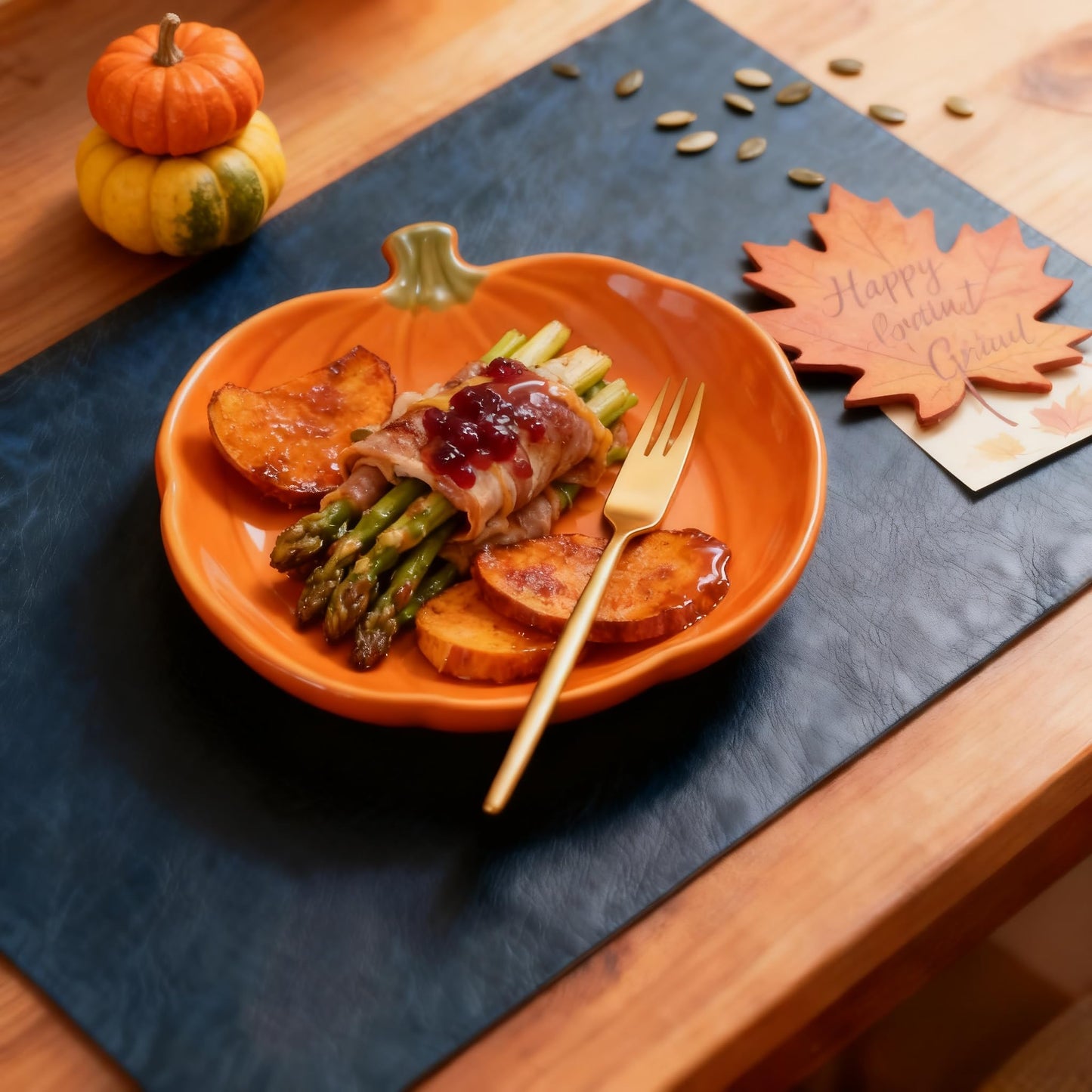 Placemats Set of 6, DOLOPL Reversible Dual-Color Faux Leather Place Mats 17"x11.8"– Waterproof, Heat Resistant, Washable & Wipeable, Luxury Retro Style for Kitchen, Dining Table (Camel/Navy Blue)