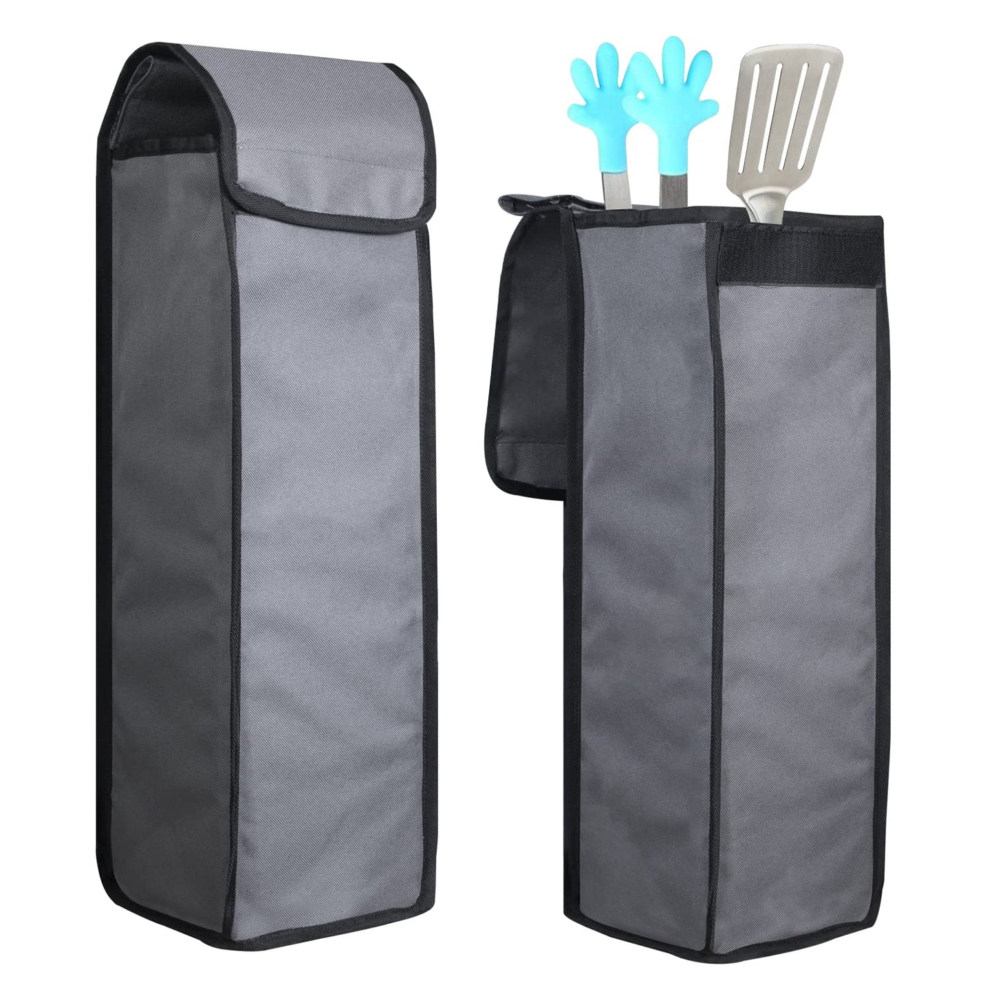 YUJHON Grill Utensil Accessory Storage Bag Grey Waterproof BBQ Tool Storage Bags Grill Tools Foldable Barbecue Appliance Bracket Bag for Camping Hiking Barbecue（2 Pack）