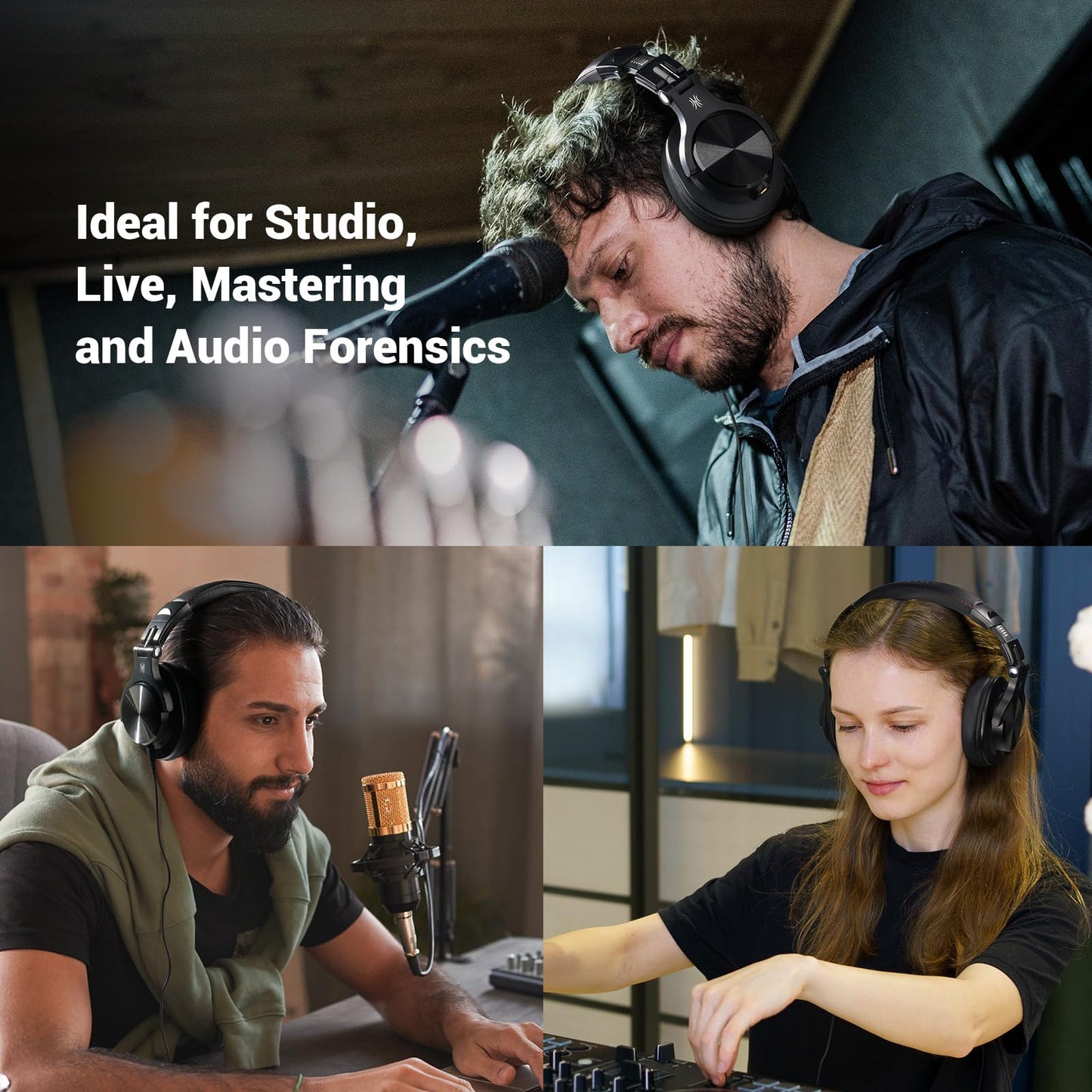 OneOdio A70 Bluetooth Over Ear Headphones, Wireless Headphones with 72H Playtime, Hi-Res, Built-in Mic, 3.5mm/6.35mm Wired Audio Jack for Studio Monitor & Mixing DJ Guitar AMP, Computer PC Gaming