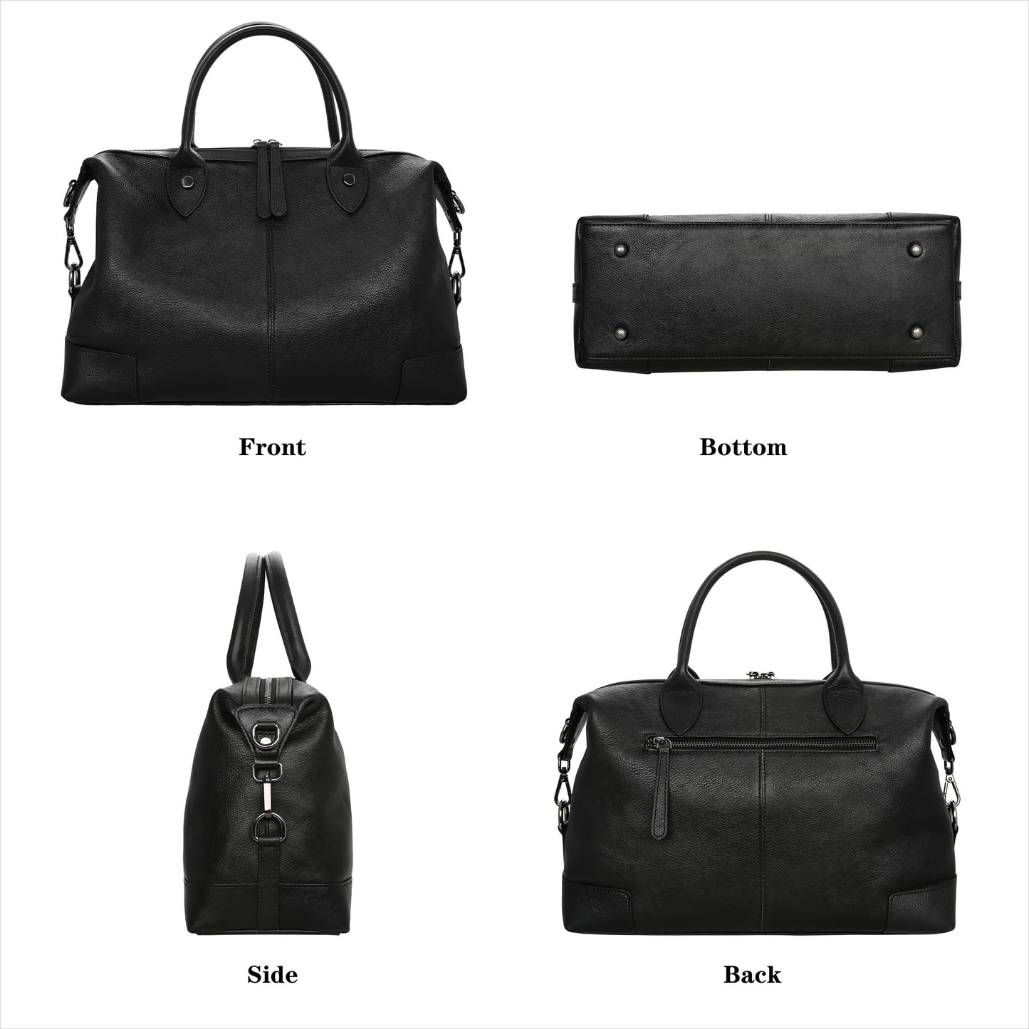 HESHE Genuine Leather Satchel Tote Bags for Women Large Capacity Top Handle Handbag Designer Shoulder Bags Vintage Cross Body Doctor Bag (Black)