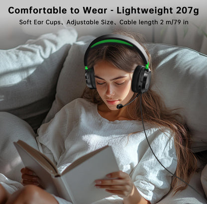 Gaming Headset for Xbox Series X、Xbox Series S/One、PS5、PS5Pro、PS4、PC 207g Headset with Clear Mic for Work 𝟐𝟎𝟐𝟔 𝐔𝐩𝐠𝐫𝐚𝐝𝐞 Wired Gaming Headphones with Mic、3.5mm Splitter、79in Cable.Gamer Gifts