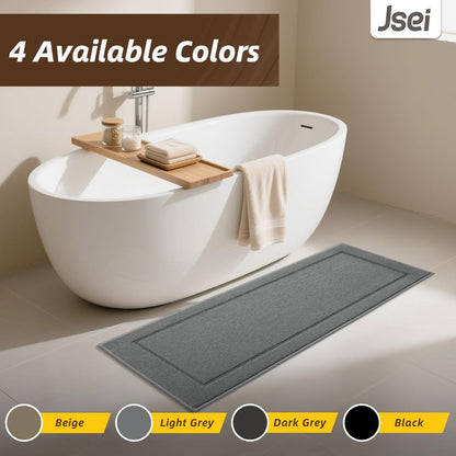 JSEI Non-Slip Bathroom Rugs, Self Adhesive No Sliding Bath Rugs Set of 2, Machine Washable Absorbent Bath Mat Set for Tub Shower & Single Sink 20”x32”+20”x48”, Beige, Diamond Pattern