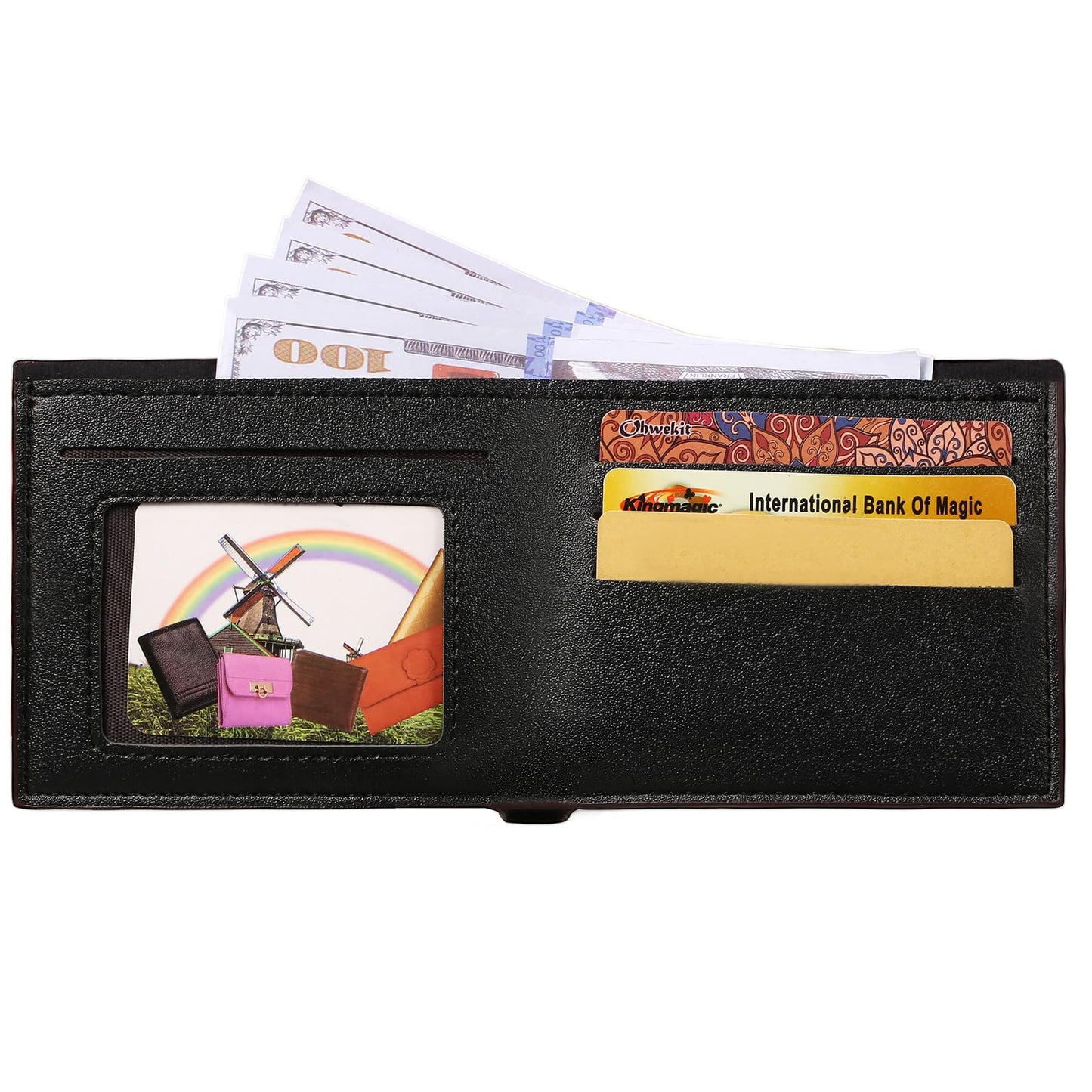 VZZNN 12 Pieces Wallet for Men,Leather Men's Wallets Bulk for DIY Engraving,With Money Clip,Card Holder(6 Black & 6 Light Brown)