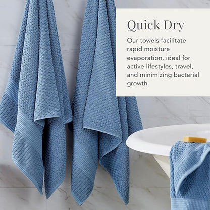 NY Loft 100% Cotton Bath Towel 4 Pack | Super Soft & Absorbent Quick-Dry Bath