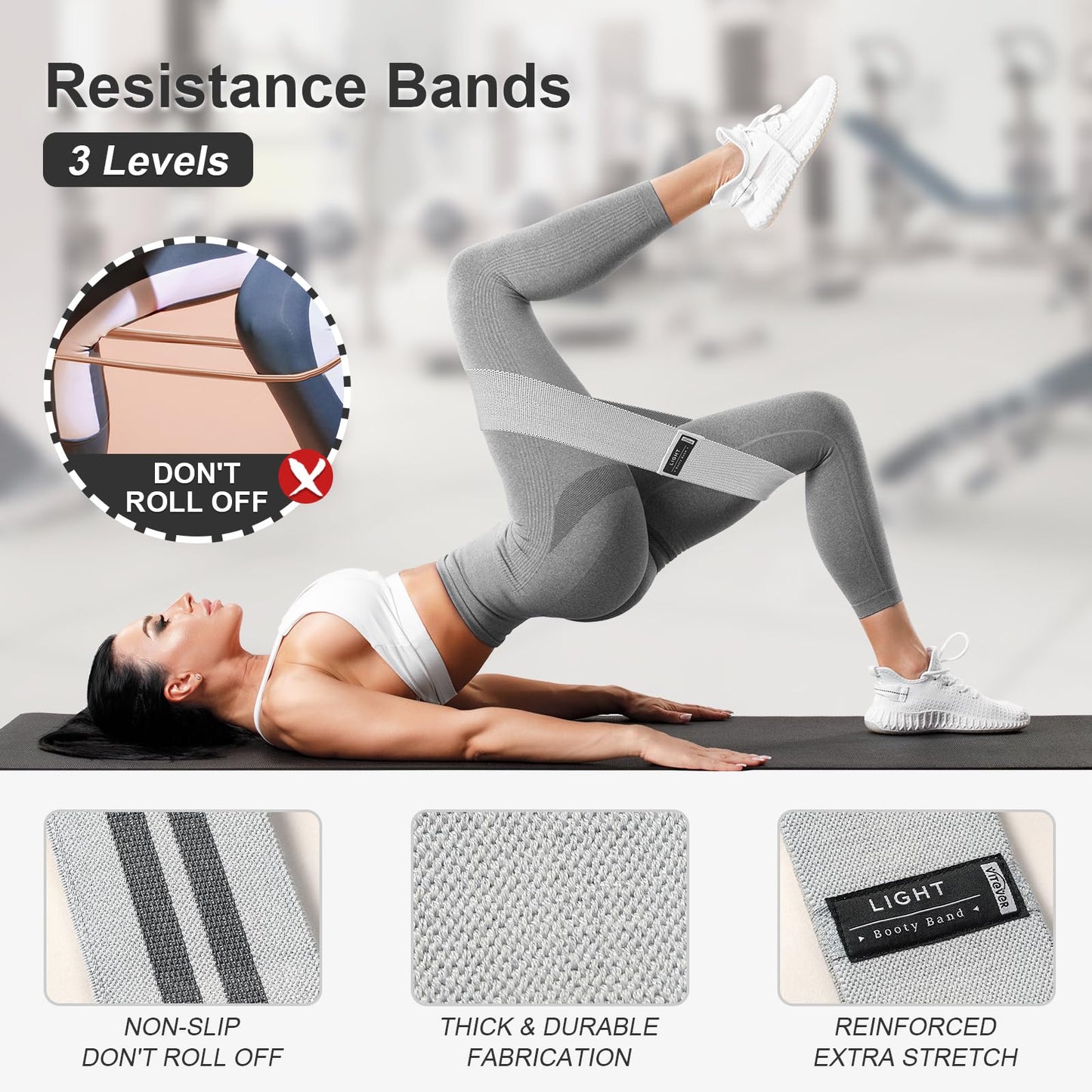 Booty Bands Set, Resistance Bands for Working Out, Exercise Bands for Women and Men Legs and Butt, Stretch Bands for Pilates, Yoga Starter Set