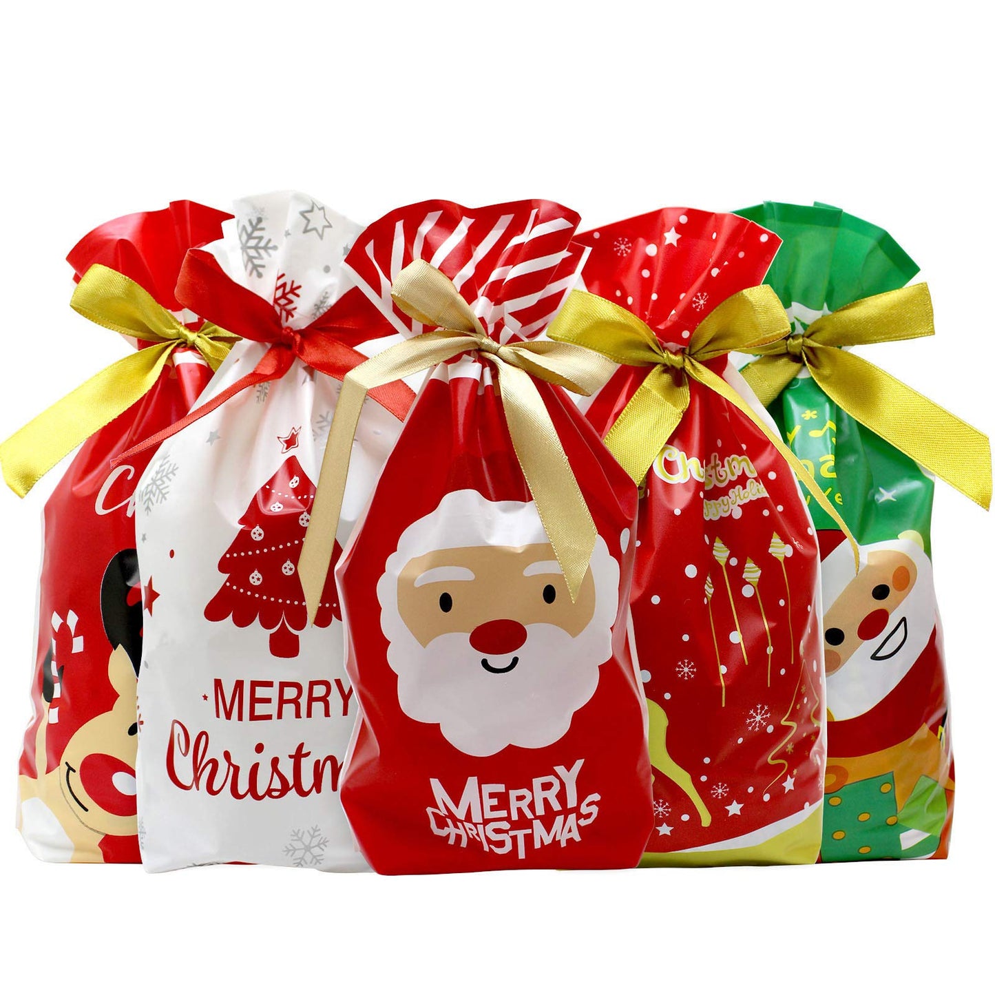 Hidreas 50 Pcs Christmas Candy Bags Christmas Drawstring Candy Bags Christmas Treat Bags Cookie Bags for Christmas Party Favor Gift Wrapping Supplies