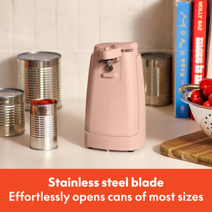 bella Electric Can Opener and Knife Sharpener, Multifunctional Jar and Bottle Opener with Removable Cutting Lever and Cord Storage, Stainless Steel Blade, Surf