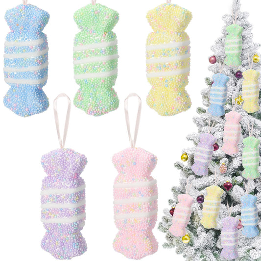 Sosation 10 Pcs Large Candy Christmas Tree Ornaments 2025 Pastel Christmas Tree Decoration 5.9 Inch Candy Ornaments Pastel Color Dessert Pendant Decoration Hanging Crafts for Home Xmas Party Decor