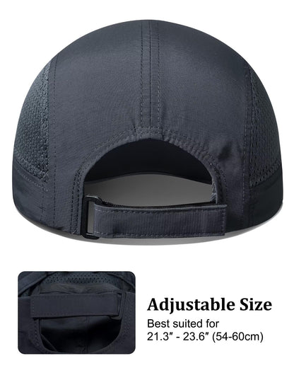 GADIEMKENSD UPF 50+ Foldable Baseball Cap with Long Brim, Cooling Running Hat Quick Drying Breathable Mesh, Water-Repellent, Suitable for Golf Tennis Sports Travel Dark Grey