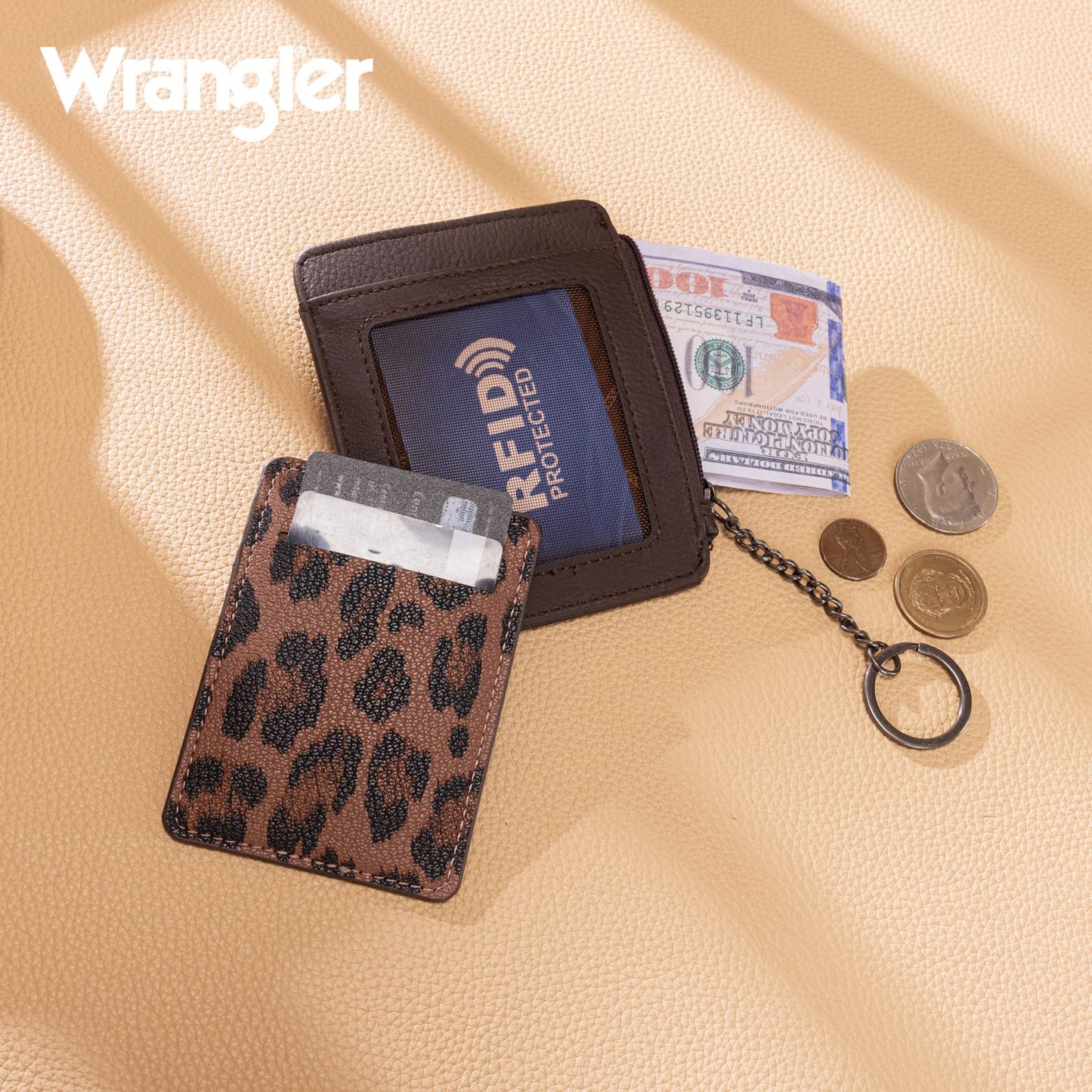 Montana West X Wrangler Small Keychain Card Holder for Women Minimalist Thin Pocket Wallet Slim Mini Rfid Card Cases with Detachable Ultra Card Holder WG366-W118CF