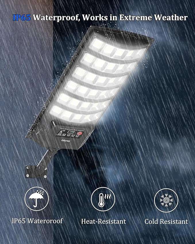Ofuray Solar Flood Lights Outdoor,5AH High Power Solar Security Parking Lot Lights Dusk to Dawn with 5 Modes,7000k Daylight with Remote Control for Wall,Backyard,Outside OZL-2Pack