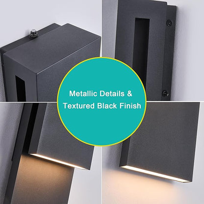 Dusk to Dawn Outdoor Wall Lights 2 Packs,Modern Minimalist Outdoor Fixture Wall Mount,Anti-Rust Sturdy & Sleek Outside Lights for House Porch Garage Patio,3000K 17W Integrated LED
