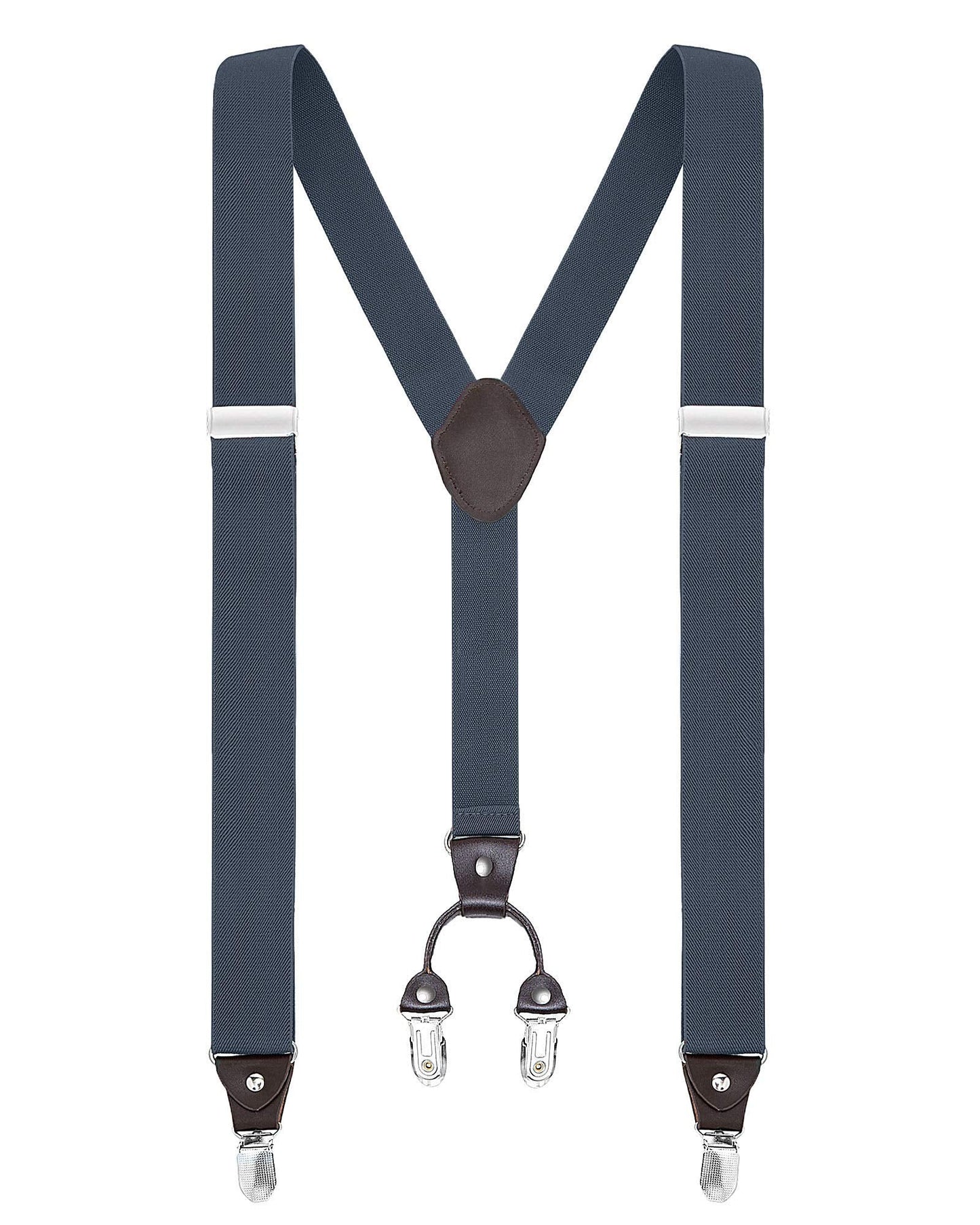 Buyless Fashion Suspenders for Men - 48" Elastic Adjustable Straps 1 1/4" - Y Shape - 5103-Denim-Blue