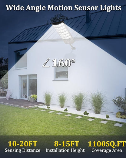 Ofuray Solar Flood Lights Outdoor,5AH High Power Solar Street Security Parking Lot Lights Dusk to Dawn with Motion Sensor 5 Modes,7000k Daylight with Remote Control for Wall,Backyard,Outside OZL-4Pack
