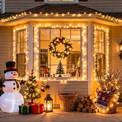 JMEXSUSS 500 LED Warm White Christmas Lights Indoor Outdoor, 163ft Clear Wire Plug-in String Lights Bedroom, 8 Modes Remote Control Christmas Tree Lights for Christmas Bedroom Tree Classroom