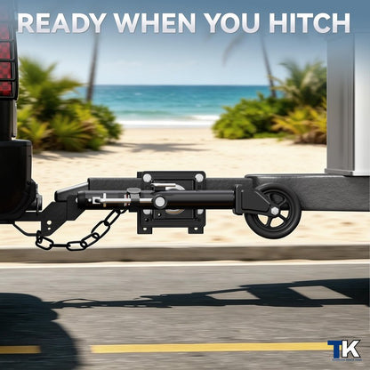 TOWKING Upgraded Spoke Wheel Trailer Jack, 10" Vertical Movement, 1500 lbs, for RV, Boat, Trailer and More, Black
