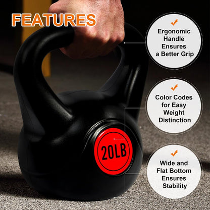 Fitvids Kettlebell Sets 4 Piece Strength Training KettleBells Weight Set 5lb, 10lb, 15lb, 20lb Kettle Bell