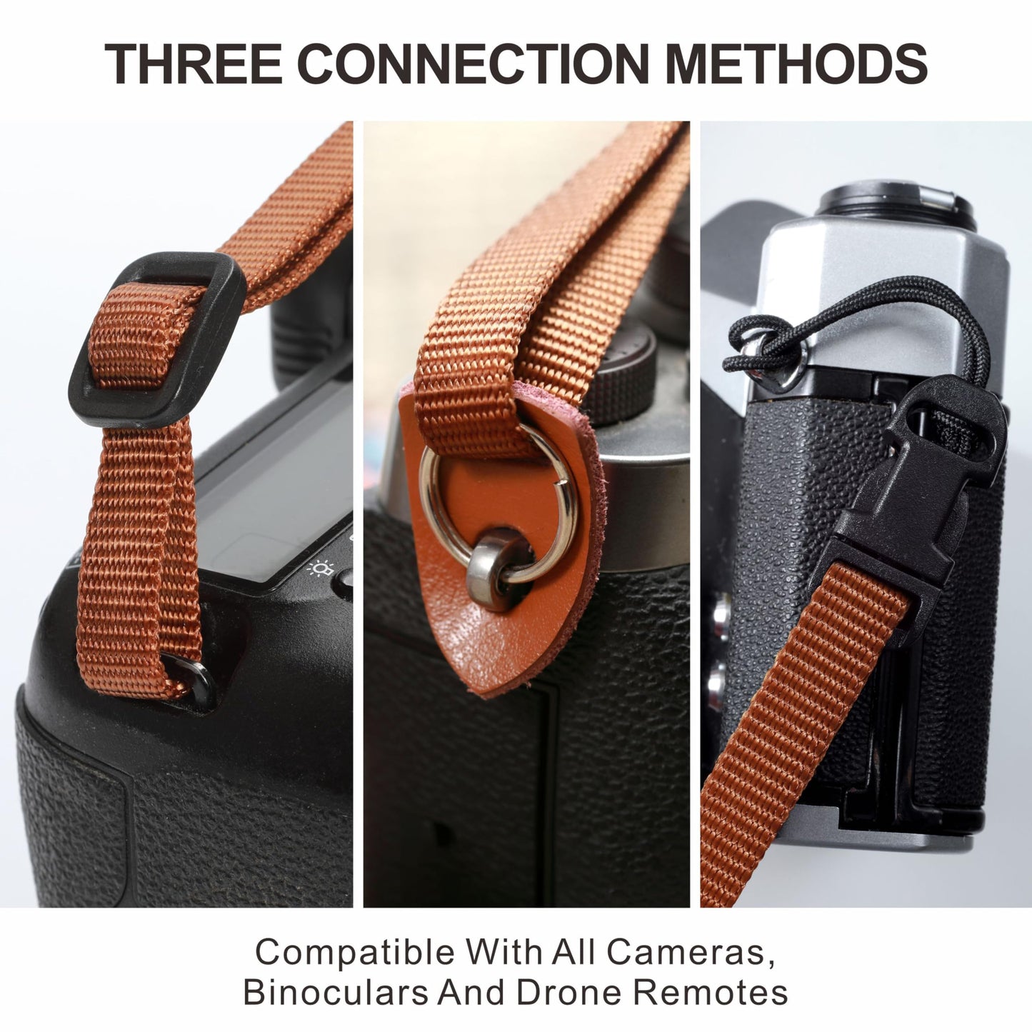 Padwa Lifestyle Camera Strap - 2" Full Grain Leather Ends Camera Straps for Photographers, Vintage Embroidered Cotton Weave Soft Suede Fabric Padded Strap Quick Release fits All Cameras