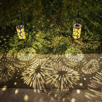 4 Pack Fireworks Birthday Gifts for Women Mom Grandma Solar Lanterns Outdoor Waterproof Garden Decor Metal Hanging LED Decorative Light for Patio Yard Lawn Backyard Front Porch Gardening Gifts