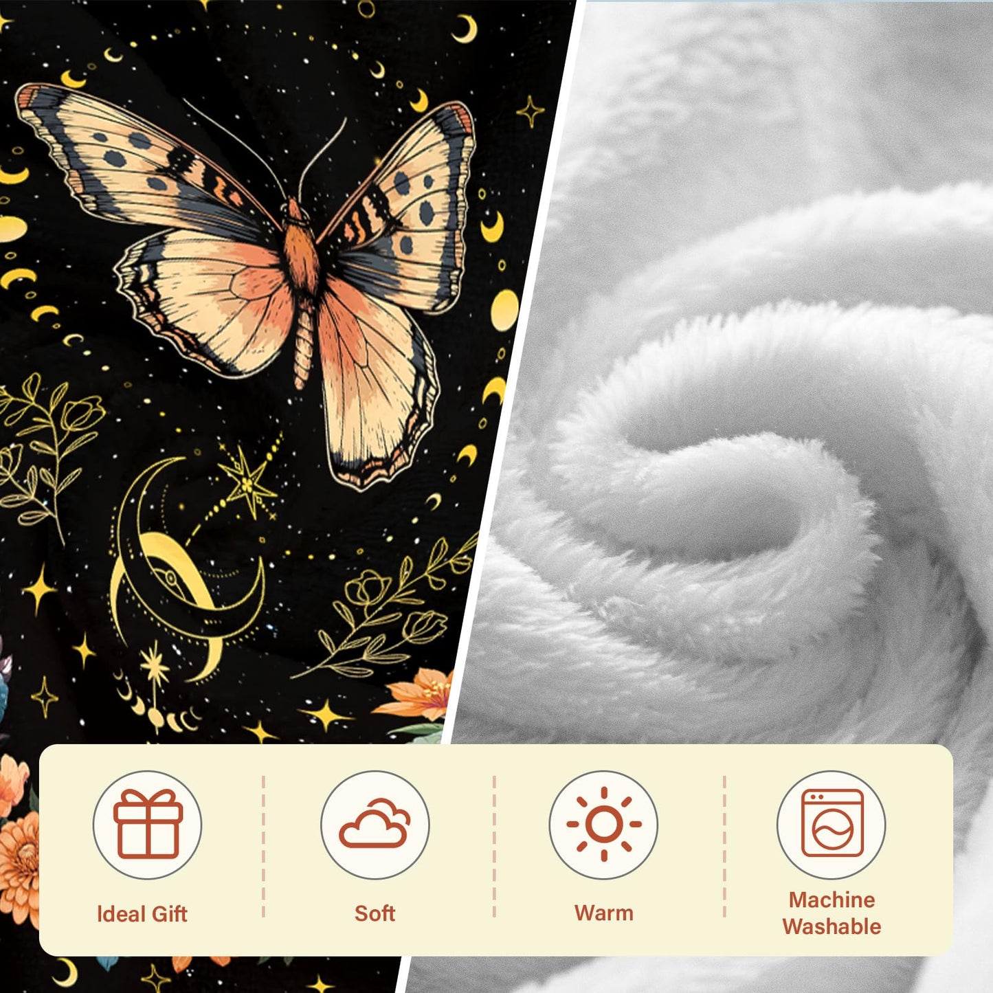 Bestshop Butterfly Blanket for Christmas, Butterfly Throw Blanket for Sofa Couch Room Bed, Soft Flannel Butterflies Blanket Gifts for Women Girls Sister Daughter 50"X60"