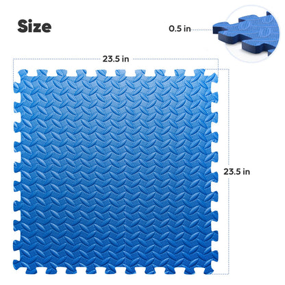 24 Pack Home Gym Mat, Puzzle Exercise Mat, EVA Interlocking Foam Floor Tiles for Home Workout Equipment and Kids' Play Areas - Blue, 24 in x 24 in x ½ in - 24 Tiles (Blue, 24 Pack 96 sq ft)
