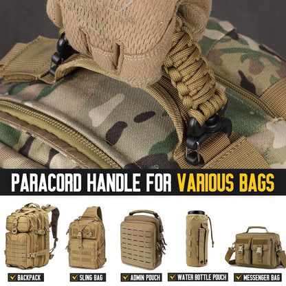 Pitozer Tactical Paracord Handle，9-core Weaving Paracord Strap for Backpack Handle Replacement，Molle Attachment with Plastic Clips for Tactical Bag Accessory,Sling Bags(7.9"/20cm Optimal spacing)