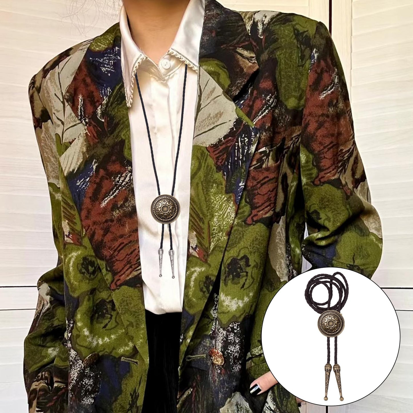 NICENEEDED Bolo Tie Making Kit, Bolo Tie Tips Replacement Accessories with 6 PCS Zinc Alloy Cord End 3 PCS Slide Clasps and 3 PCS Leather Necktie Cord, Western Style Tie Supplies for Bolo Tie Making