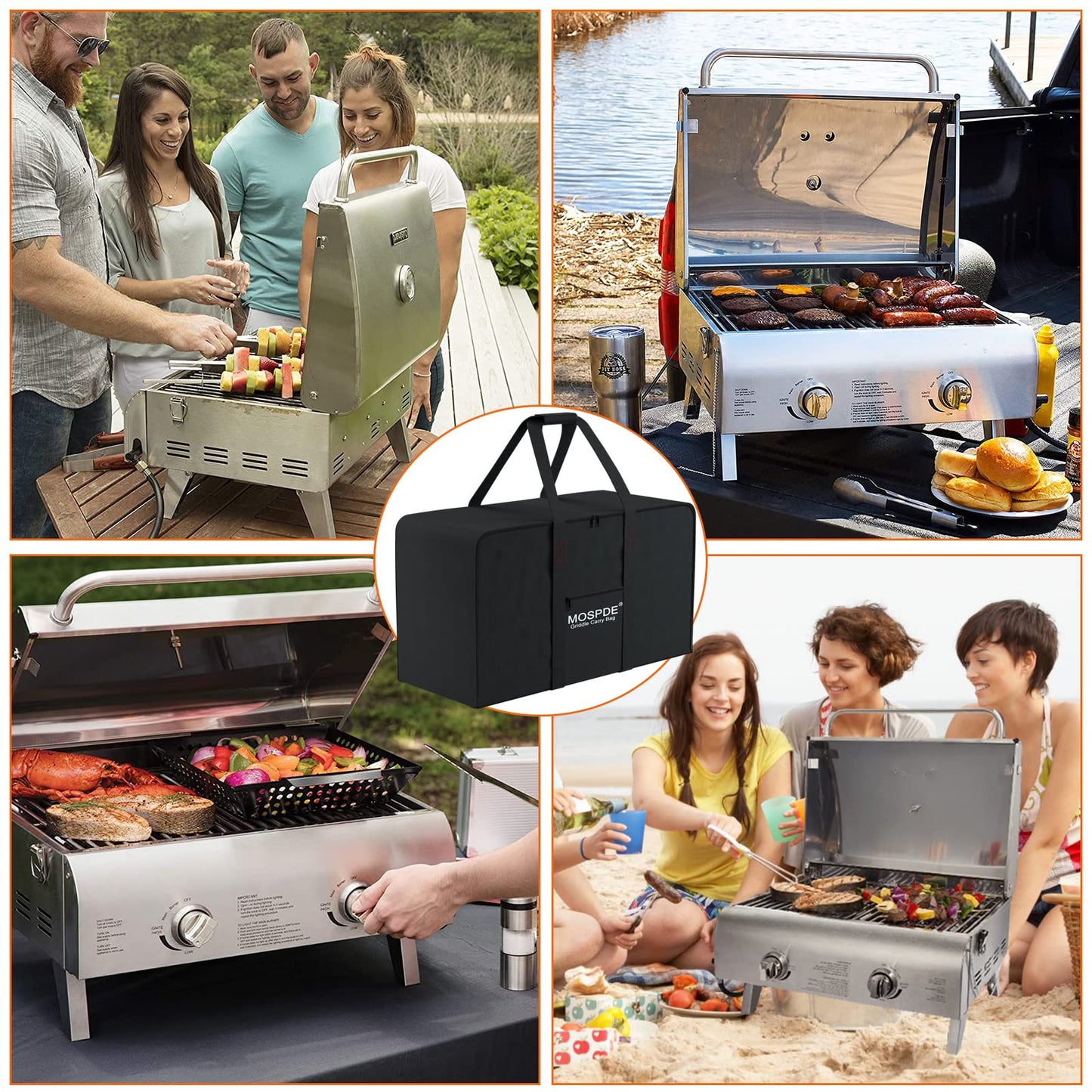 MOSPDE Grill Carry Bag Fits for Pit Boss Grills 75275, Portable Gas Grill Carrying Bag Fits Pit Boss Grills, Griddle Carry Bag 600D Heavy Duty Water-Resistant
