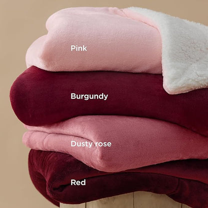 Bedsure GentleSoft Sherpa Fleece Blankets King Size for Bed - Thick and Warm Throw for Women, Soft Fuzzy Plush King Christmas Blanket for Winter, Red, 108x90 Inches