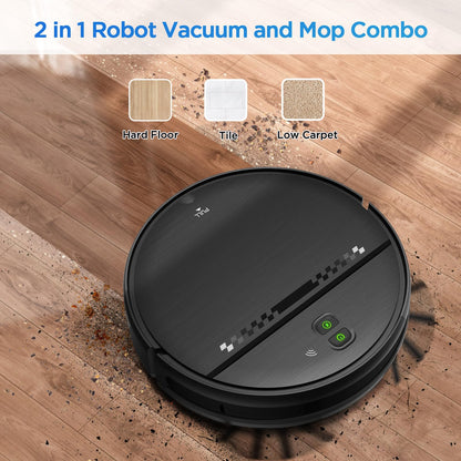 Robot Vacuum and Mop Combo, 2-in-1 Robot Vacuum Cleaner, Perfect for Pet Hair, Hard Floor and Carpet, Anti-Bump, Anti-Fall, App, Voice and Remote Control
