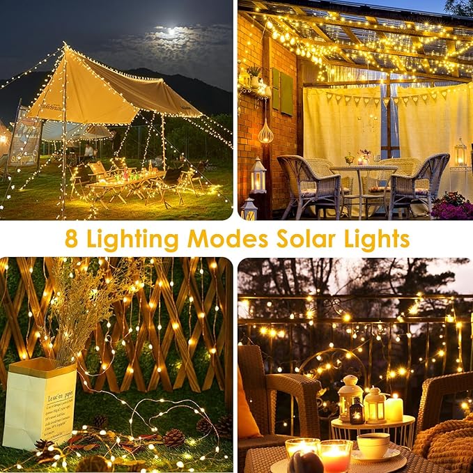 6-Pack Solar String Lights Outdoor, Extra-Long 600LED Christmas Fairy Lights Waterproof, Solar Twinkle Lights Copper Wire 8 Modes Fairy Twinkle Light for Xmas Tree Garden Party Wedding (Warm White)