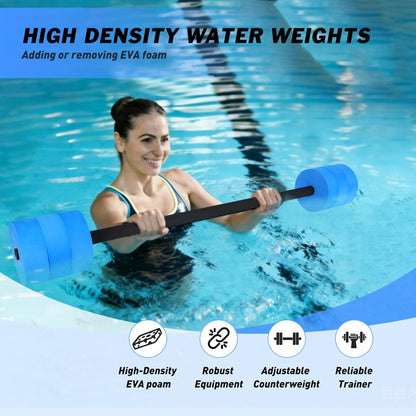 Hikeen Aquatic Exercise Dumbbells Water Dumbbell Pool Resistance Aquatic Fitness Barbells High-Density EVA Foam Pool Weights Dumbbells, for Water Aerobics Weight Loss (1 Blue Long barbell)