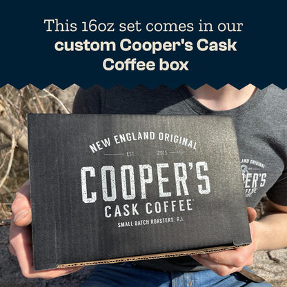 Bourbon & Whiskey Barrel Aged Coffee Box Set - 4-Bag Roasted Coffee Sampler- Bourbon Colombian, Malt Whiskey Sumatra, Rye Whiskey Ethiopian, Rum Barrel Rwanda, (Whole Bean, 4 Ounce (Pack of 4))