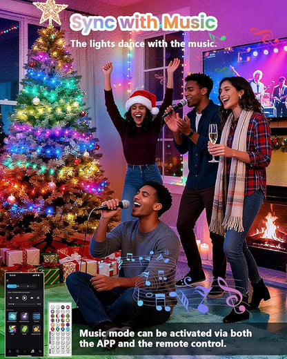 Smart Color Changing Christmas String Lights, 206FT 600LED App Control RGB LED String Lights with Remote & Timer, Waterproof Twinkle Christmas Tree Lights Indoor Outdoor Holiday Xmas Tree Decorations